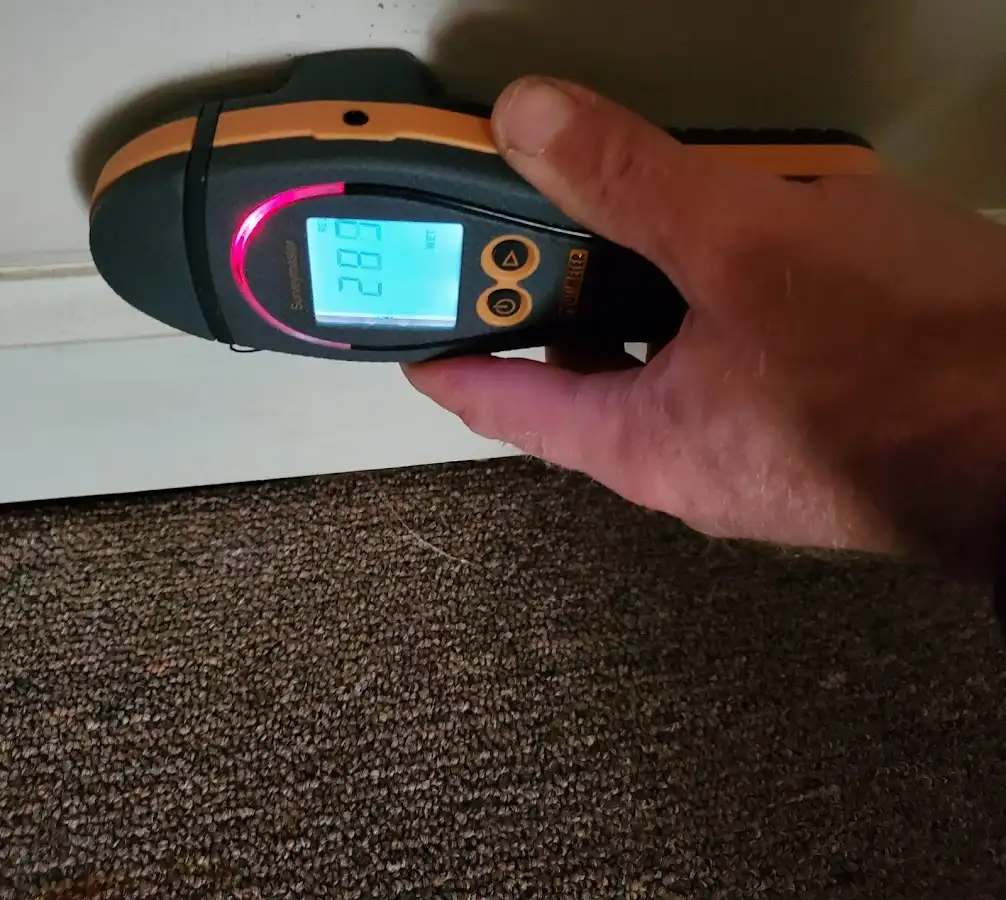 Moisture detection at baseboard during Sewage Cleanup & Sanitation in Putnam